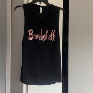 Bombshell pink/black tank - size medium